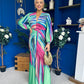 Catriona Plunge Neck Drape Detail Maxi Dress Green