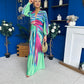 Catriona Plunge Neck Drape Detail Maxi Dress Green