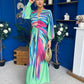 Catriona Plunge Neck Drape Detail Maxi Dress Green