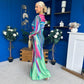 Catriona Plunge Neck Drape Detail Maxi Dress Green