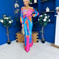 Catriona Plunge Neck Drape Detail Maxi Dress Fuchsia