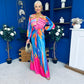 Catriona Plunge Neck Drape Detail Maxi Dress Fuchsia