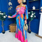 Catriona Plunge Neck Drape Detail Maxi Dress Fuchsia