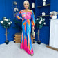 Catriona Plunge Neck Drape Detail Maxi Dress Fuchsia