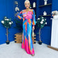 Catriona Plunge Neck Drape Detail Maxi Dress Fuchsia