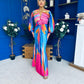 Catriona Plunge Neck Drape Detail Maxi Dress Fuchsia