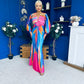 Catriona Plunge Neck Drape Detail Maxi Dress Fuchsia
