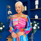 Catriona Plunge Neck Drape Detail Maxi Dress Fuchsia