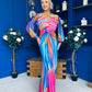 Catriona Plunge Neck Drape Detail Maxi Dress Fuchsia