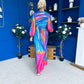 Catriona Plunge Neck Drape Detail Maxi Dress Fuchsia