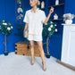 Jackie Detailed Oversized Shirt & Short Set Cream