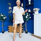 Jackie Detailed Oversized Shirt & Short Set Cream