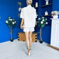 Jackie Detailed Oversized Shirt & Short Set Cream
