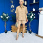 Jackie Detailed Oversized Shirt & Short Set Tan