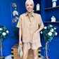 Jackie Detailed Oversized Shirt & Short Set Tan