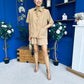 Jackie Detailed Oversized Shirt & Short Set Tan