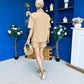 Jackie Detailed Oversized Shirt & Short Set Tan