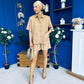 Jackie Detailed Oversized Shirt & Short Set Tan