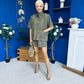 Jackie Detailed Oversized Shirt & Short Set Khaki