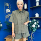 Jackie Detailed Oversized Shirt & Short Set Khaki