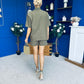 Jackie Detailed Oversized Shirt & Short Set Khaki
