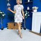 Ami Crochet Tulip Sleeve Mini Dress Blush