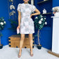 Ami Crochet Tulip Sleeve Mini Dress Blush