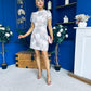 Ami Crochet Tulip Sleeve Mini Dress Blush