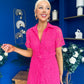 Belinda Lace Detail Shirt Dress Pink