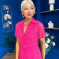 Belinda Lace Detail Shirt Dress Pink