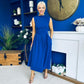 Romy Pleated Neck Midi Dress Cobalt