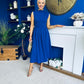 Romy Pleated Neck Midi Dress Cobalt