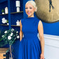 Romy Pleated Neck Midi Dress Cobalt