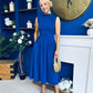 Romy Pleated Neck Midi Dress Cobalt