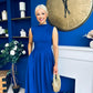 Romy Pleated Neck Midi Dress Cobalt