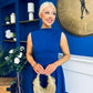 Romy Pleated Neck Midi Dress Cobalt