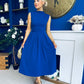 Romy Pleated Neck Midi Dress Cobalt