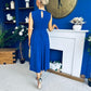 Romy Pleated Neck Midi Dress Cobalt