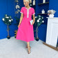 Sandra Beaded Detail Midi Dress Pink
