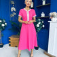 Sandra Beaded Detail Midi Dress Pink