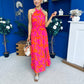 Havana Banded Midi Dress Printed Cerise