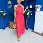 Havana Banded Midi Dress Printed Cerise