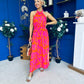Havana Banded Midi Dress Printed Cerise