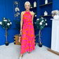Havana Banded Midi Dress Printed Cerise