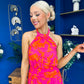 Havana Banded Midi Dress Printed Cerise