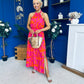 Havana Banded Midi Dress Printed Cerise