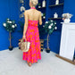 Havana Banded Midi Dress Printed Cerise