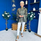 Nina Full Sleeve Sheer Blouse Khaki