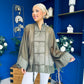 Nina Full Sleeve Sheer Blouse Khaki