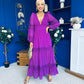 Alexis Plunge Neck Lace Detail Occasion Dress Violet